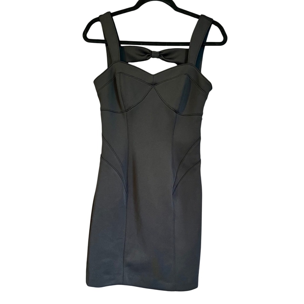 Guess‎ Black Bow Back Cutout Mini Dress Size 4 Bodycon LBD Scuba Sleeveless - Picture 15 of 15